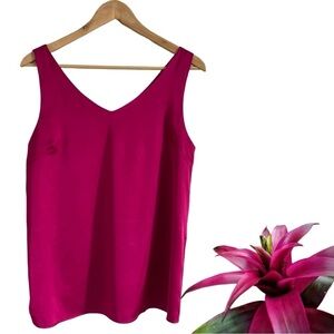 New With Tags - Women’s Fuchsia Satin V-neck & Back Sleeveless Shell blouse